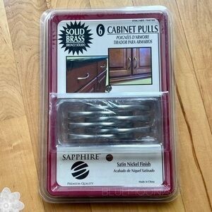 Cabinet Pulls Set of 6 Solid Brass Satin Nickel Finish 3.75” NWT